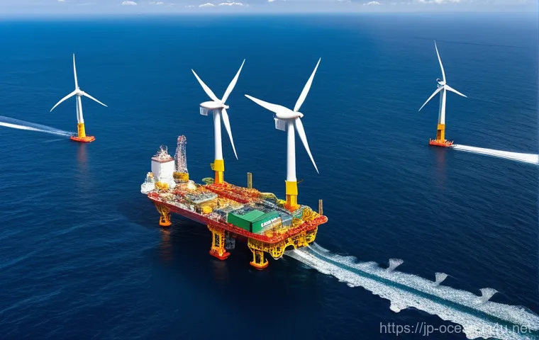 해양 풍력 터빈 기술 - **Prompt 2: "Evolution of Offshore Wind Turbines"**
A detailed, eye-level shot of a state-of-the... 해양 풍력 터빈 기술 - **Prompt 2: "Evolution of Offshore Wind Turbines"**
A detailed, eye-level shot of a state-of-the...