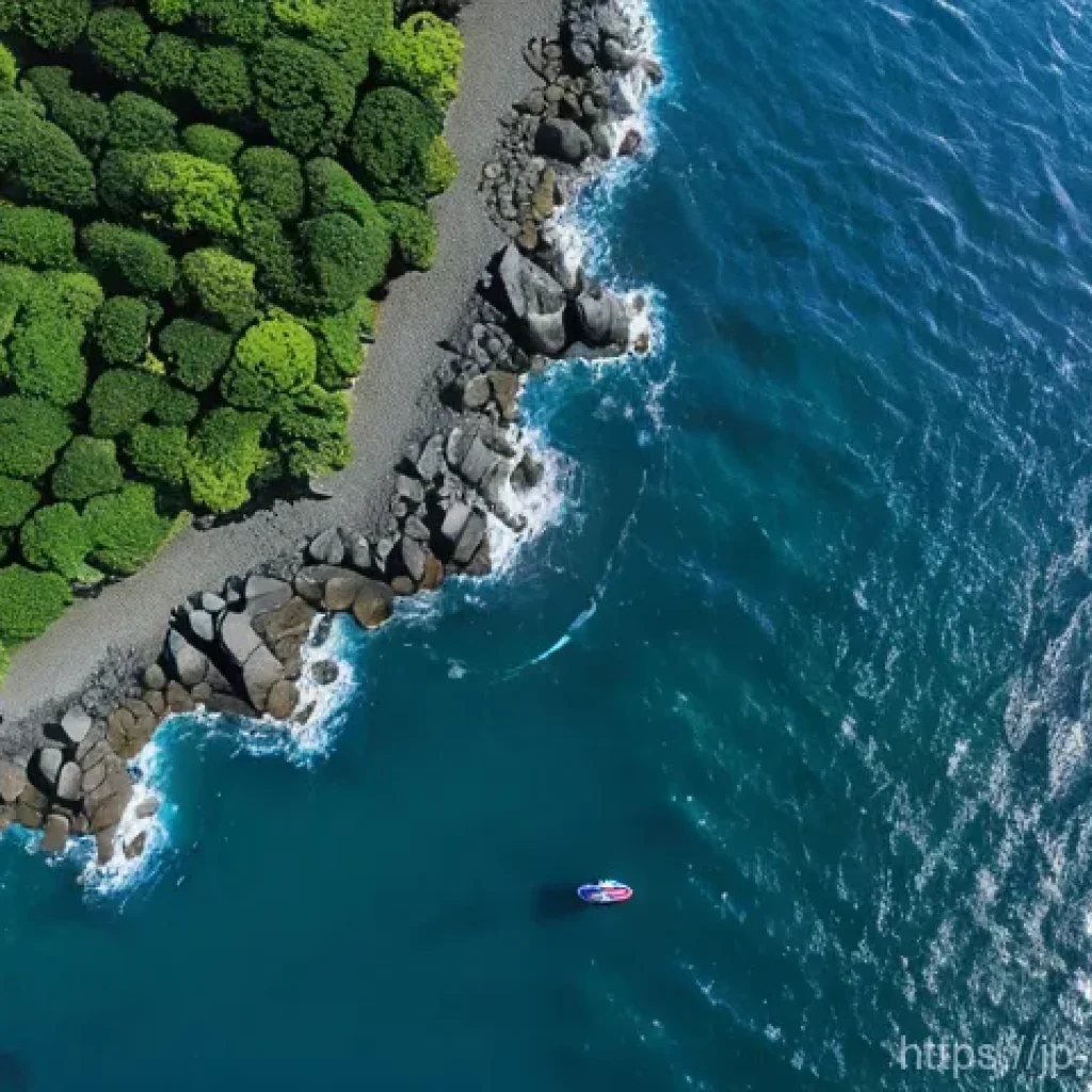 해양 보안 기술 - Image Prompt 1: AI-Powered Drone Protecting Japan's Coasts**