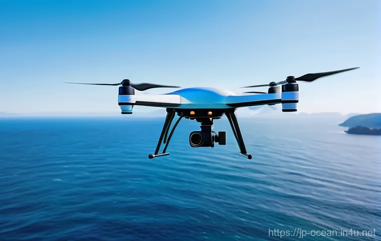 해양 보안 기술 - Image Prompt 1: AI-Powered Drone Protecting Japan's Coasts** 해양 보안 기술 - Image Prompt 1: AI-Powered Drone Protecting Japan's Coasts**