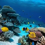 해양 기후 변화 연구 - **Prompt 1: Contrast of a Pristine and Threatened Coral Reef**
"A stunning split-level view, sho...