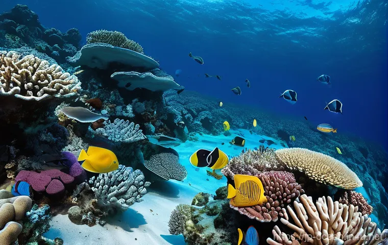 해양 기후 변화 연구 - **Prompt 1: Contrast of a Pristine and Threatened Coral Reef**
    "A stunning split-level view, sho...