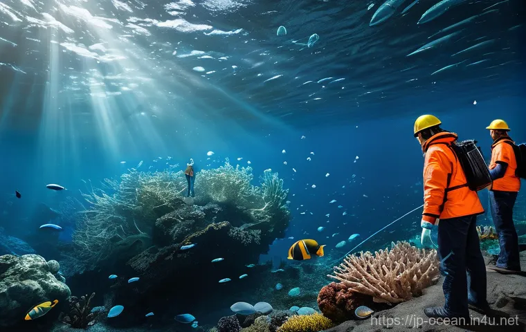 해양 기후 변화 연구 - **Prompt 2: Unseen Threats of Microplastics and Deep-Sea Disturbance**
    "An intricate and thought...